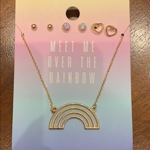 Rainbow necklace with earrings